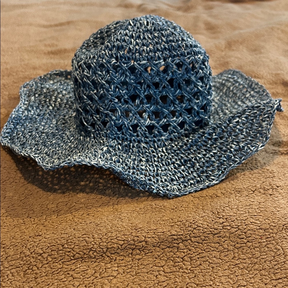 Blue Woven Sun Hat